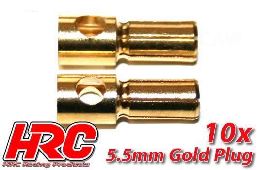 HRC Racing Stecker - Gold - 5.5mm - männchen (10 Stk.)