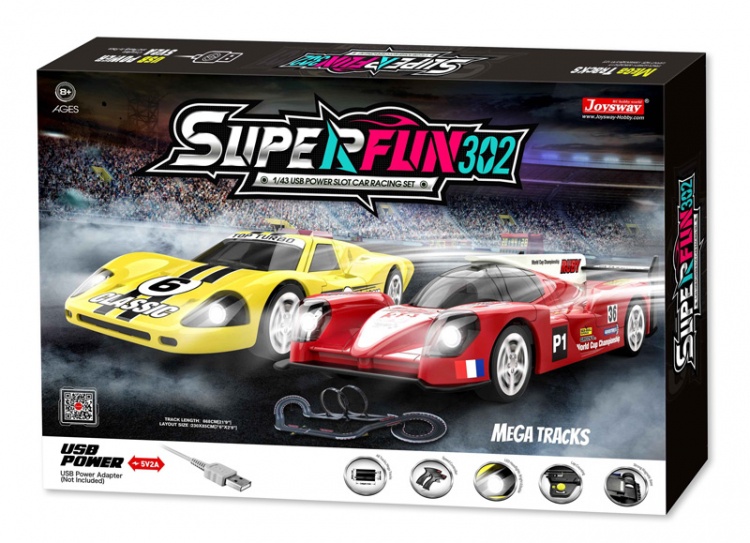 Joysway Super Fun 302 USB Power Slot Car Racing Set