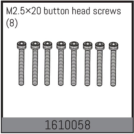 Absima M2.5×20 Button Head Screws (8)