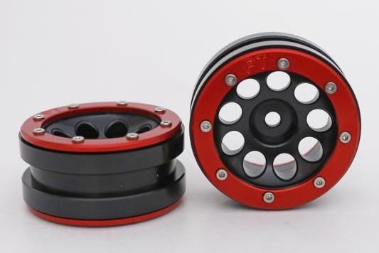 Metsafil Beadlock Wheels PT- Ecohole Schwarz/Rot 1.9 (2 Stk)