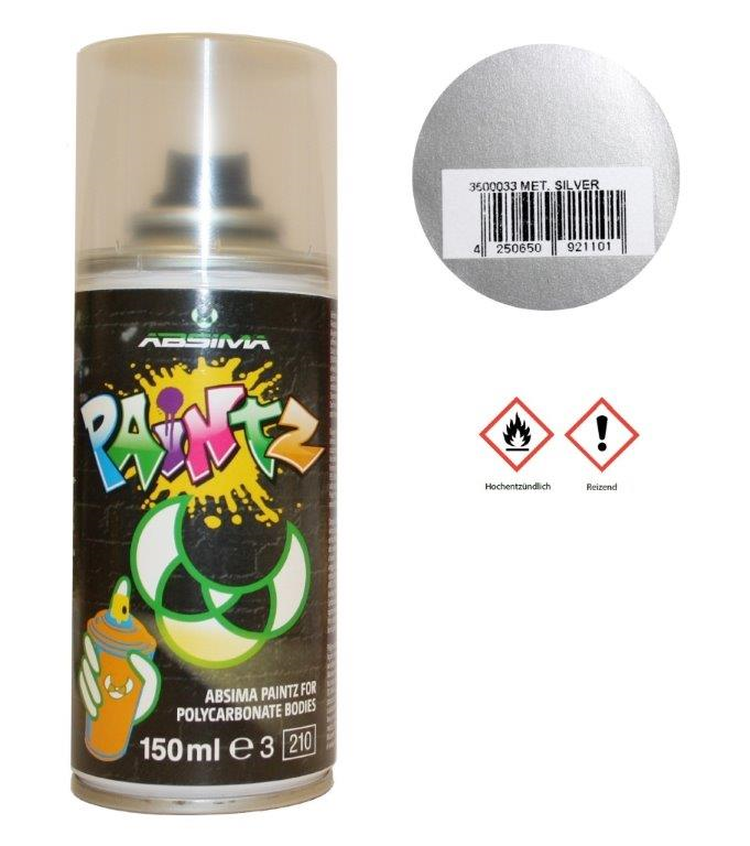 Absima Paintz Polycarbonat (Lexan) Spray MET. SILBER 150ml