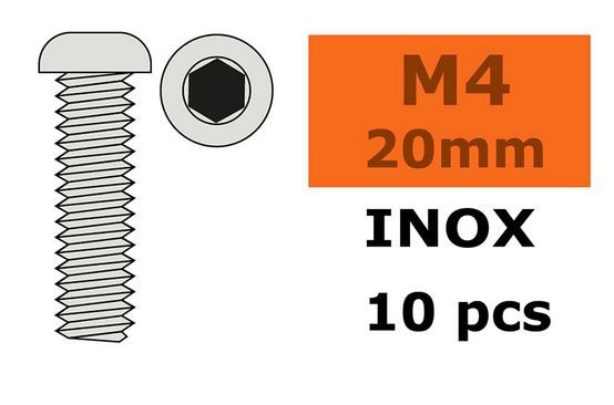 G-Force RC - Hex Button Head Screw - M4X20 - Inox (10)
