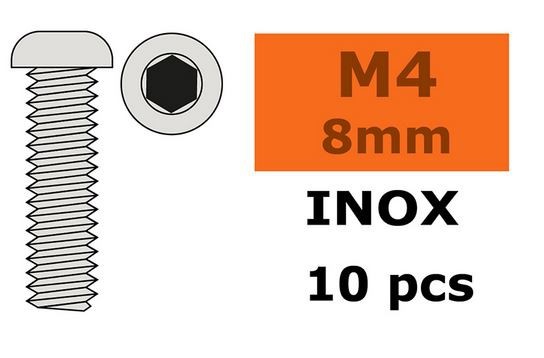 G-Force RC - Hex Button Head Screw - M4X8 - Inox (10)