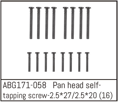 Absima Pan Head Screw M2.5*27 (8) / M2.5*20 (8)