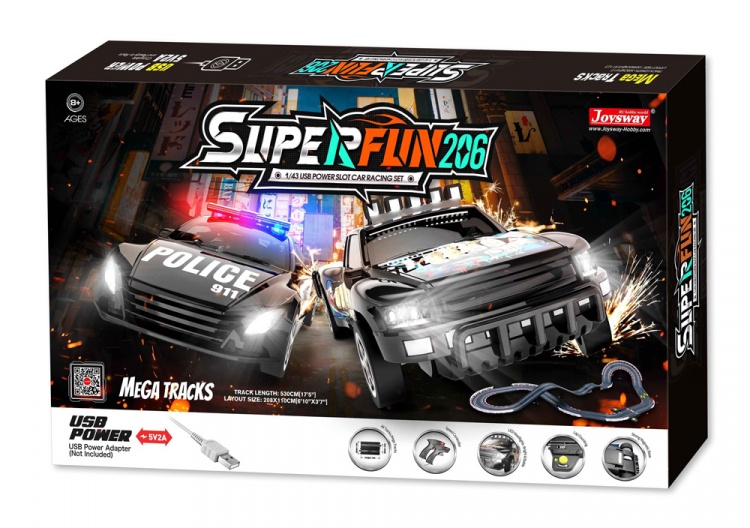 Joysway Super Fun 206 1/43 USB Power Slot Car Racing Set