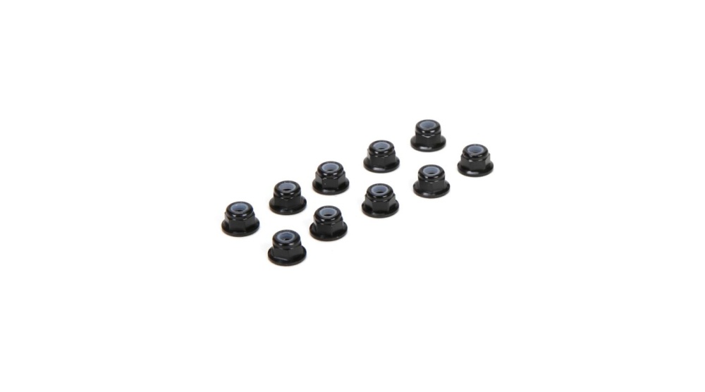 Losi M3 Flanged Aluminum Lock Nuts, Black (10) (TLR336005)