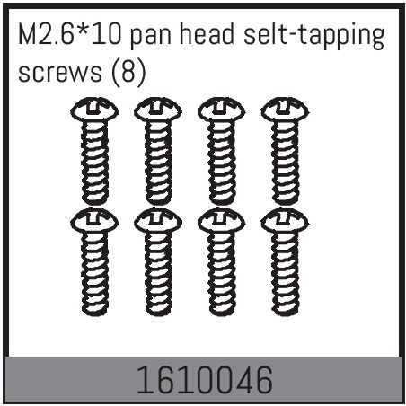 Absima M2.6*10 Pan Head Selt-Tapping Screws (8)