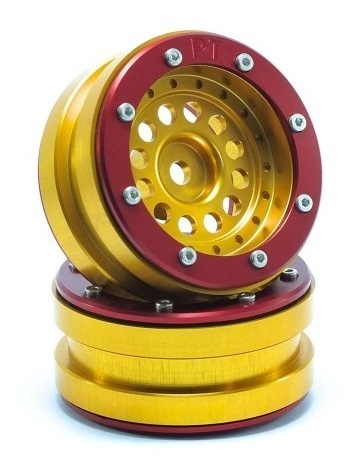 Metsafil Beadlock Wheels PT-Bullet Gold/Rot 1.9 (2 Stk)