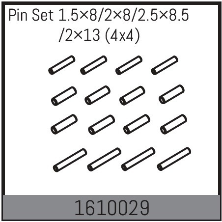Absima Pin Set 1.5×8/2×8/2.5×8.5/2×13 (4x4)