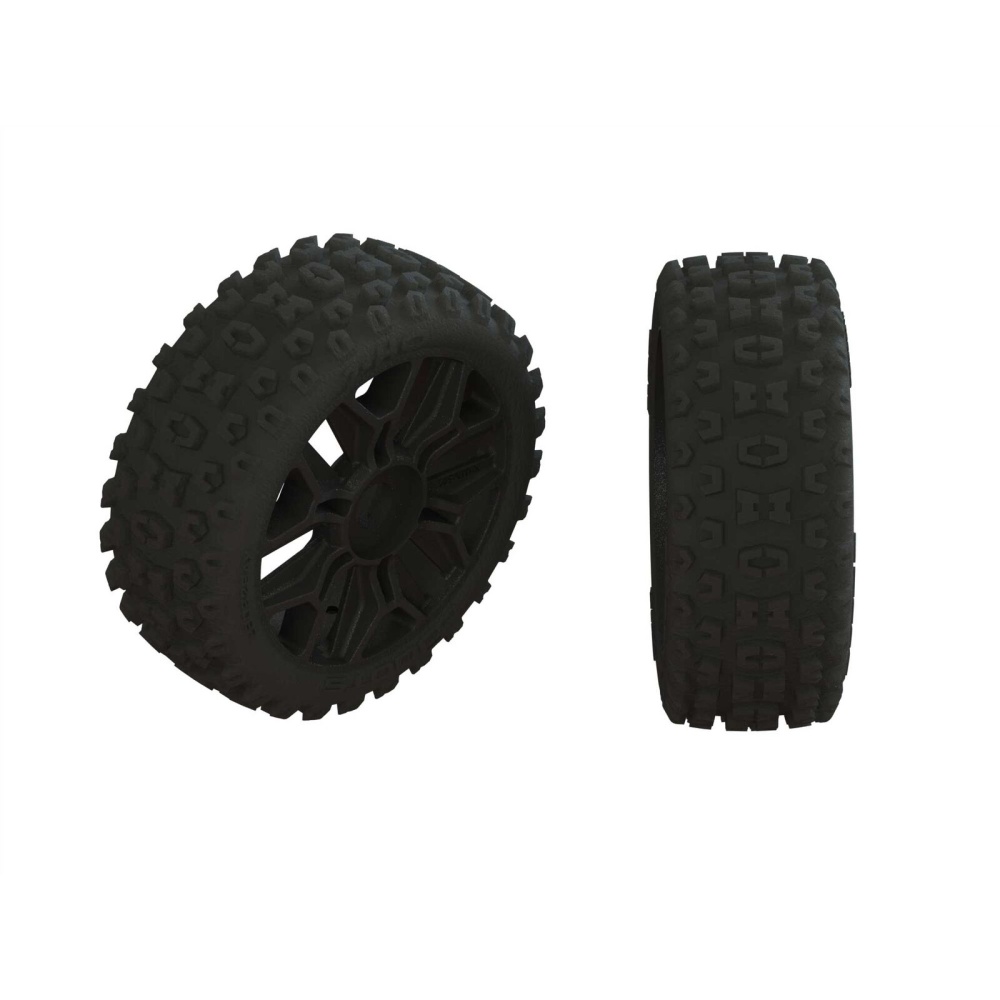 Arrma 1/8 2HO Front/Rear 3.3 Pre-Mounted Tires, 17mm Hex,