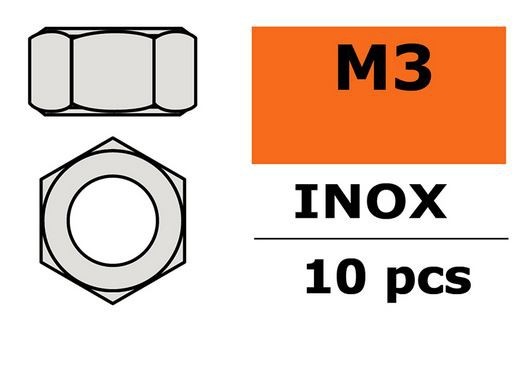G-Force RC - Hexagon Nut - M3 - Inox (10)