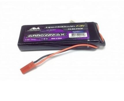 Arrowmax LiPo 1400mAh 7.4V 2S Receiver Pack GP (JST Plug)