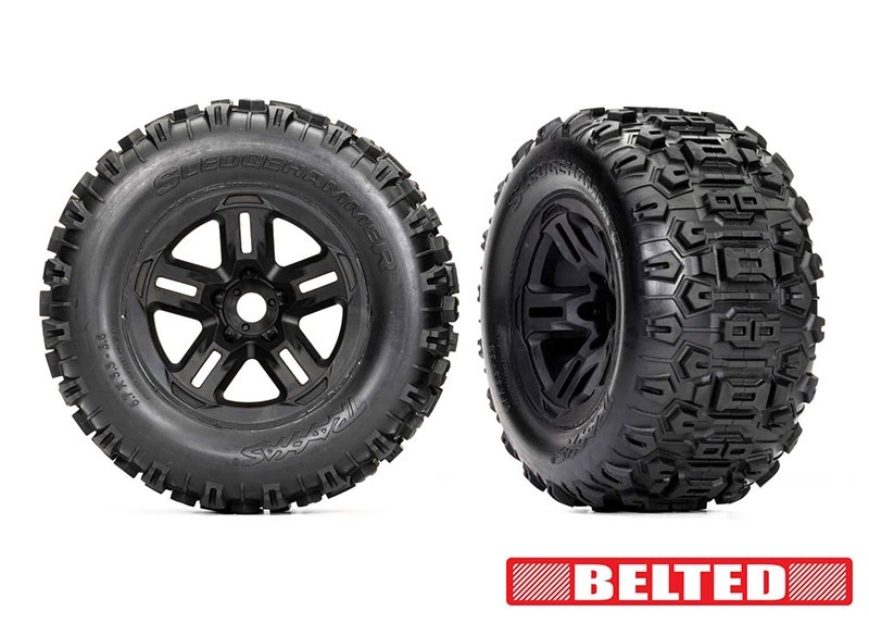Traxxas Slegdehammer BELTED Reifen auf 3.8 Felge schwarz