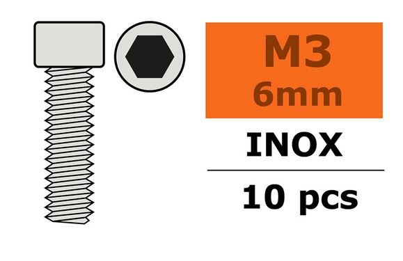 G-Force RC - Hex Socket Head Screw - M3X6 - Inox (10)