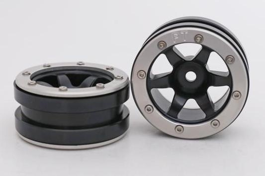 Metsafil Beadlock Wheels PT- Wave Schwarz/Silber 1.9 (2 St)
