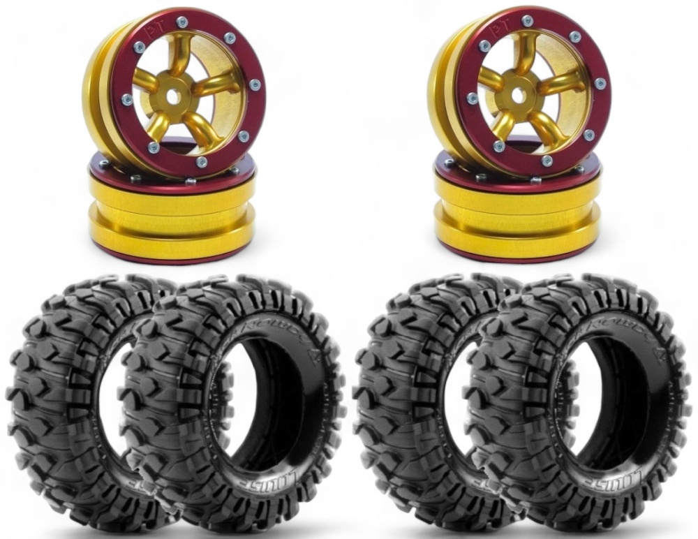 Metsafil Beadlock Wheels PT-Safari Gold/Rot 1.9