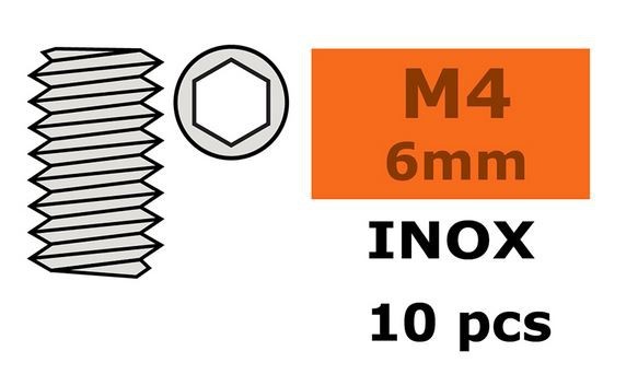 G-Force RC - Hex Set screw, M4X6 - Inox (10)