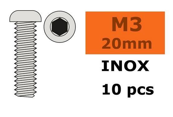 G-Force RC - Hex Button Head Screw - M3X20 - Inox (10)