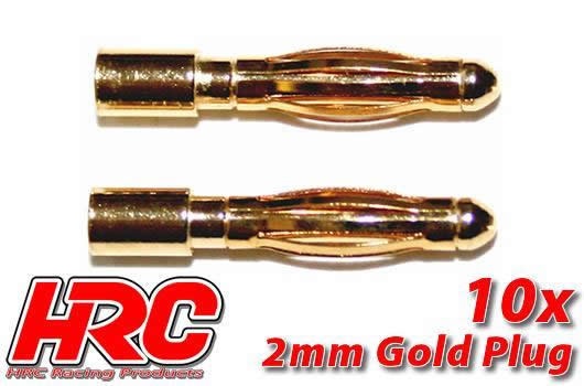 HRC Racing Stecker - Gold - 2.0mm - männchen (10 Stk.)
