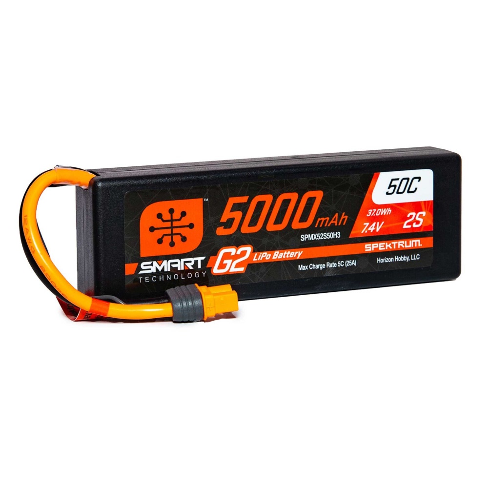 Spektrum 5000mAh 2S 7,4V Smart G2 LiPo 50C Hard Case; IC3