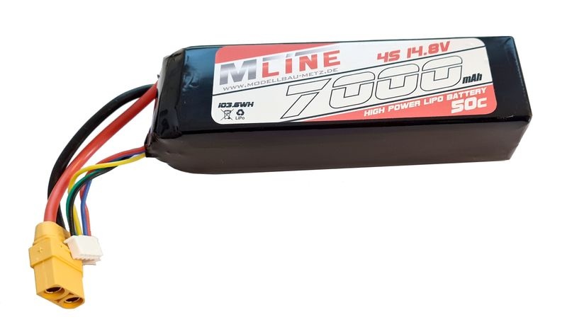 MLine High Power LiPo Akku 50C 4S 14.8V 7000mAh XT90