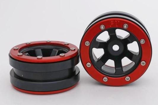 Metsafil Beadlock Wheels PT- Claw Schwarz/Rot 1.9 (2 Stk)