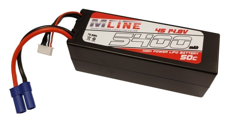 MLine High Power LiPo Akku 50C 4S 14.8V 5.400mAh EC5-Plug