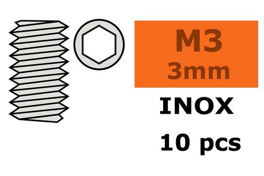 G-Force RC - Hex Set screw, M3X3 - Inox (10)