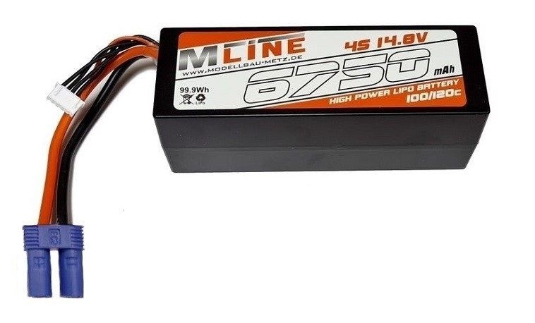 MLine High Power LiPo Akku 100/120C 4S 14.8V 6750mAh EC-5