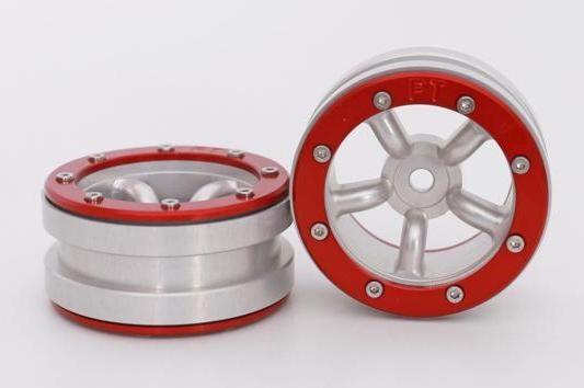 Metsafil Beadlock Wheels PT-Safari Silber/Rot 1.9 (2 Stk)
