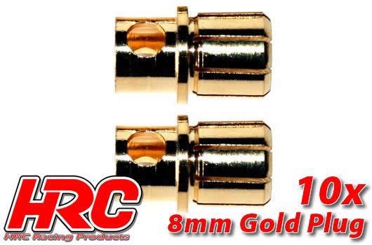 HRC Racing Stecker - Gold - 8.0mm - männchen (10 Stk.)