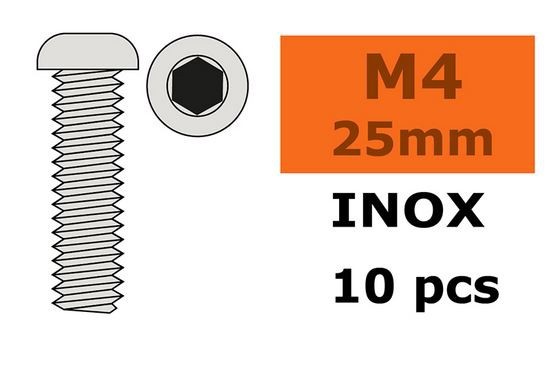 G-Force RC - Hex Button Head Screw - M4x25 - Inox (10)