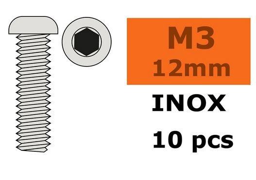 G-Force RC - Hex Button Head Screw - M3X12 - Inox (10)
