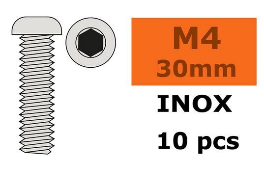 G-Force RC - Hex Button Head Screw - M4X30 - Inox (10)