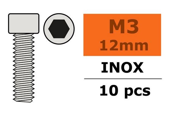 G-Force RC - Hex Socket Head Screw - M3X12 - Inox (10)
