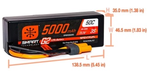Spektrum 11,1V 5000mAh 3S 50C Smart G2 Hardcase LiPo-Akku: