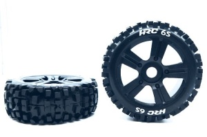 HRC Racing Reifen - 1/8 Buggy - montiert - schwarze Felgen